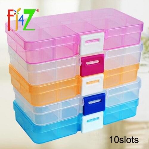 Jewelry Storage Cases 5colors DIY 10slots Small Rings Earrings Necklaces Drug Pill Portable Plastic Box