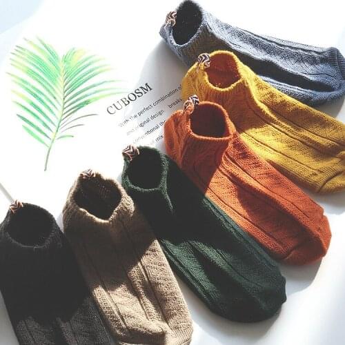 Japanese ethnic style double needle low cut ped socks retro custom thick line men and women unisex socks cotton couple socks