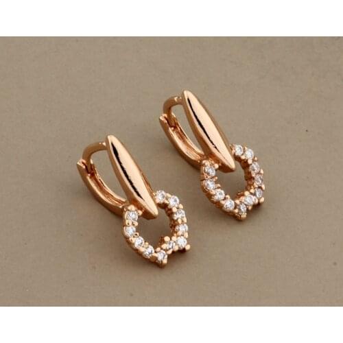 New Trendy Earrings Zircon Korean style Small Earrings Women Luxury Fashion Jewelry 585 Rose Gold Wedding Engagement Jewelry