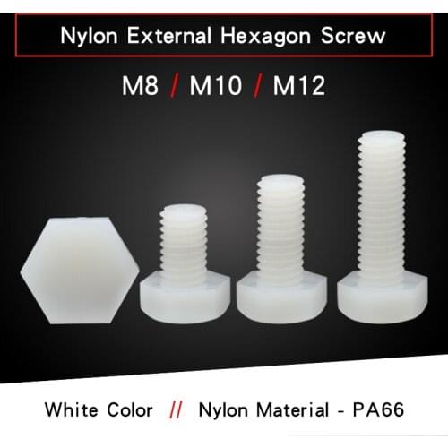 2-10 PCS Nylon External Hexagonal Screw Bolt M8 M10 M12 Extended Full Thread Nylon Plastic Insulated Bolt For Machinery