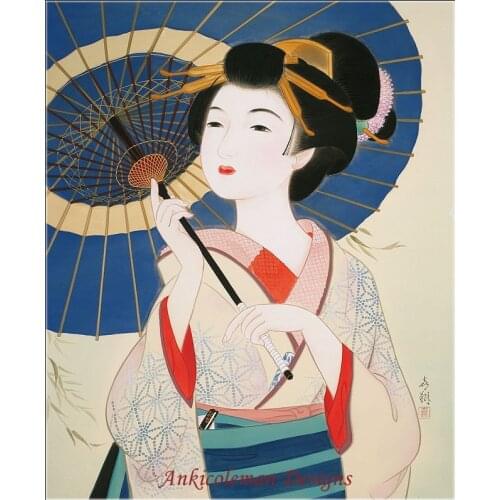 Needlework for embroidery DIY French DMC High Quality - Counted Cross Stitch Kits 14 ct Oil painting - Japanese Kimono Lady IV