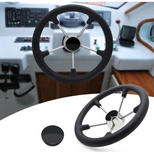 Marine Steering Wheel With Black Foam Grip 13-1/2 " Stainless Steel For Yacht Boat Accessories