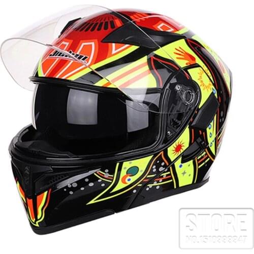 JIEKAI Motorcycle Flip Up Helmets Moto Modular Helmet With Inner Sun Visor Safety Double Lens Racing Full Face Helmets jiekai902
