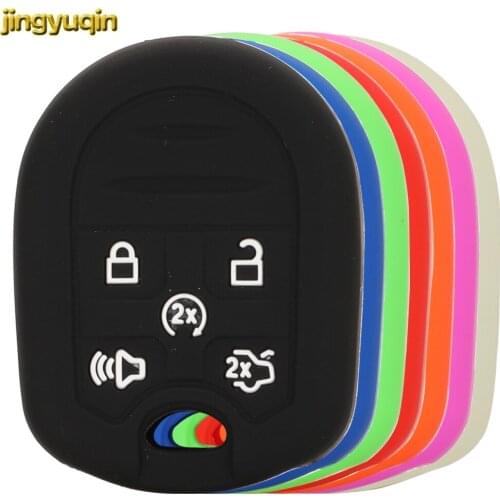 Jingyuqin Remote Car Key Silicone Case Cover For Ford Expedition Explorer Flex Taurus Lincoln MKZ Navigator 2011-2019 5B No Logo