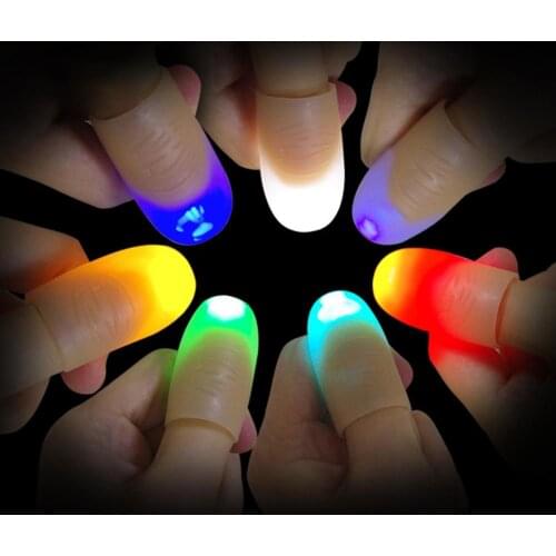 2Pcs LED Light up Finger Thumb Tips Kuso Prank Magic Party Trick Props Kids Toy LED Glowing Thumb Toy For Party Supplies