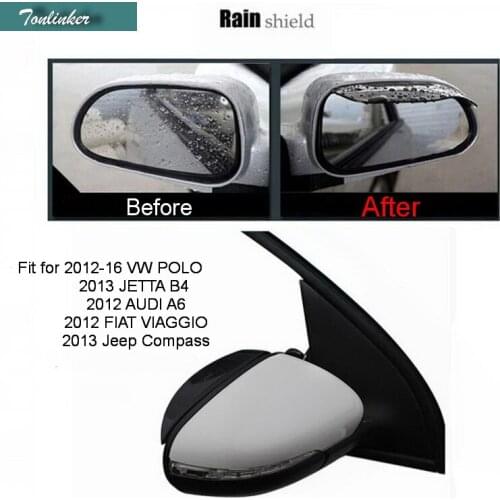 Tonlinker Cover Stickers For Volkswagen POLO 2012-16 AUDI A6 2 pcs ABS Plastic Car styling Rearview Mirror Rain Shield Eyebrow
