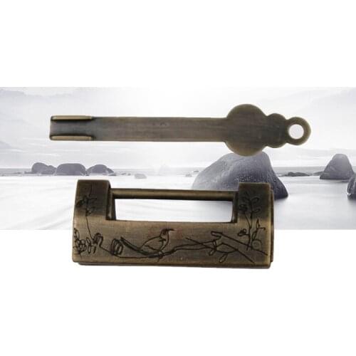 Top quantity handmade pure brass vintage Magpie Chinese antique lock,casket lock,chinese style furniture carved lock padlock