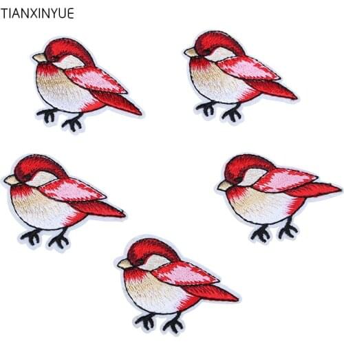 TIANXINYUE 10 pcs R bird Patches Iron On DIY Embroidered Appliques Sewing On For Clothing fabric Bags magpie patch