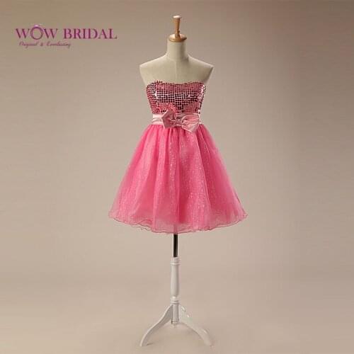 Wowbridal Pink Beaded Homecoming Dresses 2021 New Lace Zipper Sweetheart Junior High Cute 8th Grade Graduation Dresses SH0028