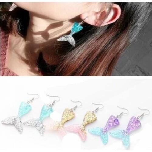 Ex325 Korean version fashion simple acrylic sequins Mermaid Tail earrings Womens Jewelry Accessories 1 pair