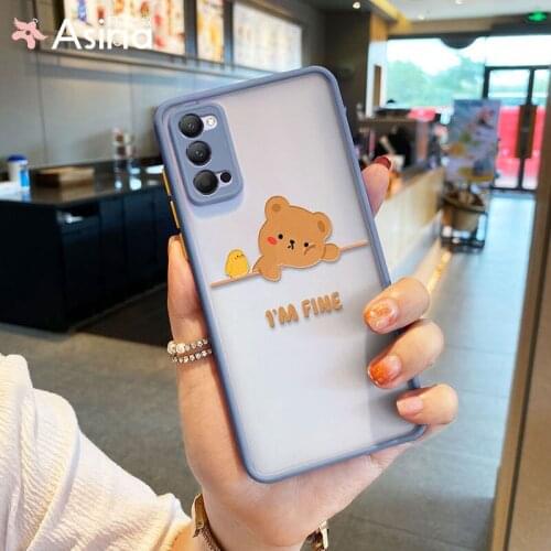 Womens Transparent Case For OPPO Reno 2 3 4 5 Pro Cute Cartoon Hard PC Cover Bumper For Realme X7 Find X3 Lite Funda Coques