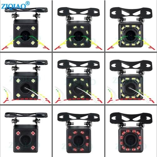 ZIQIAO Car Rear View Camera Dynamic Trajectory Reversing Assistance Parking Line HD Waterproof IR Night Vision Parking Camera