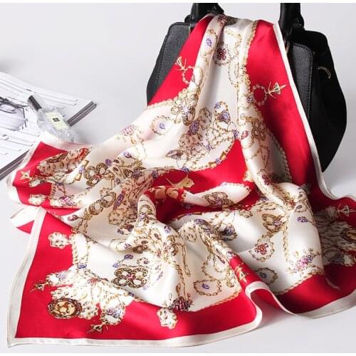 100% Silk Square Neckerchief 65*65cm Hangzhou Silk Kerchief Wraps for Ladies Printed Bandana 100% Real Silk Square Neck Scarf