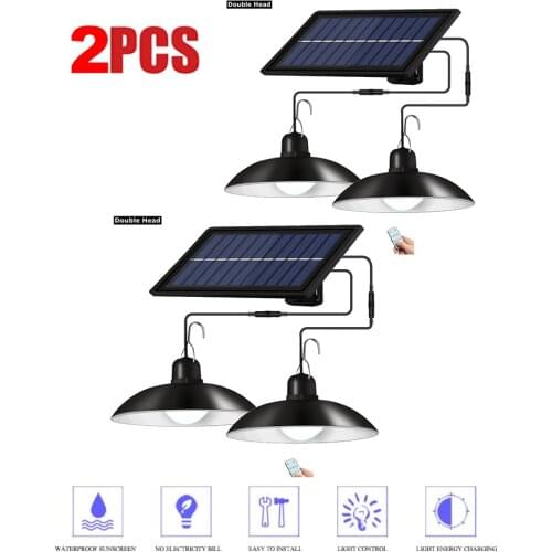 2pcs Retro Lampshade Solar Pendant Chandelier solar Outdoor Wall lamp Night light Auto ON/Off Waterproof Porch Path Street Garde
