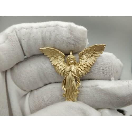2021 New Golden Guardian Angel Necklace Pendant Golden Retro Style Angel Wing Necklace Pendant Jewelry Wholesale