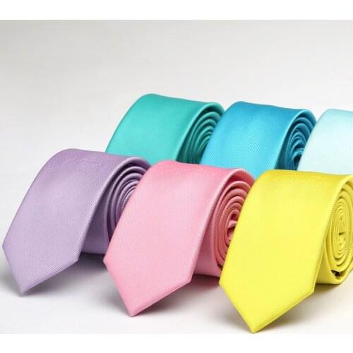 2021 New High Quality Fashion Casual Tie For Men Korean Style 6CM Skinny Younger Student Necktie Gift Box Solid Color Pink