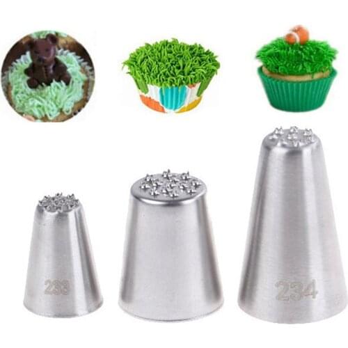 3Pc Stainless steel cream decoration mouth Small grass shape cream nozzle Baking tools Grass Cream Icing Nozzles Pastry Decorate