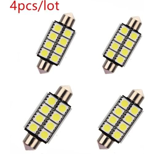 4pcs/lot White Cob Festoon Dome Lights Reading Lamp 42mm Auto Led Door Lights Backup Bulb Tail Bulbs DC 12V