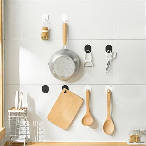 4pcs Punch-free Wall-mounted Hooks Creative Metal Hook Kitchen Kitchenware Cooking Utensils Hooks Holder Bath Towel Brush Hooks