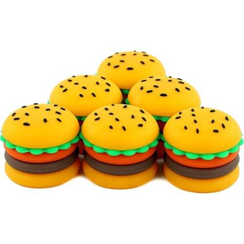 5pcs 5ml Hamburger Shape Silicone Wax Container Jar Non-Stick Silicone Storage Oil Box Container Jar Oil Storage Tank