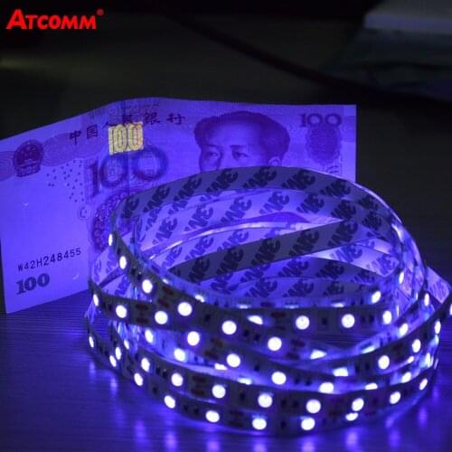 5050 UV Ultraviolet Purple LED Strip DC 12V 60 LEDs/m 395-405nm Purple LED Strip Light High Quality SMD 5050 Chip Cabinet Lamp