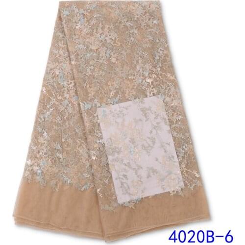 XIYA Africa Gold Color Mesh Lace Fabric Latest 2021 Nigeria French Sequined Lace Fabric For Women 4020B-2