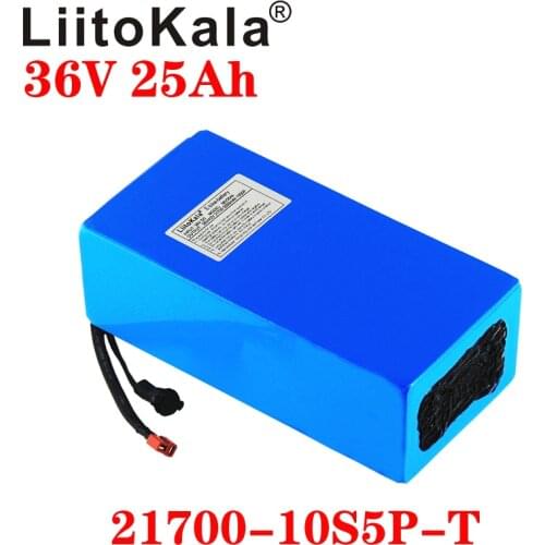 LiitoKala 21700 battery 36V 30Ah 25ah 20AH 15ah battery pack 500W high power battery 42V Ebike electric bicycle BMS