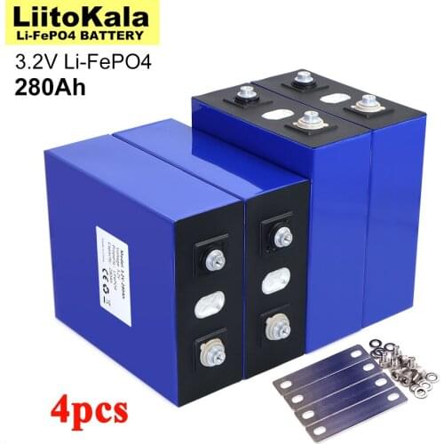 4pcs Liitokala 3.2V 280Ah lifepo4 battery DIY 12V 24V Rechargeable battery for Electric car RV Solar Energy storage system