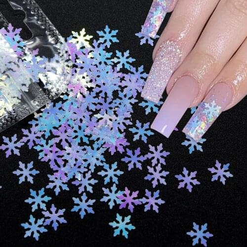 Sparkly Irregular Snowflake Sequins Holographic Glitter Flakes For Nail Art Decorations DIY Autumn Winter Nails Design RK140165