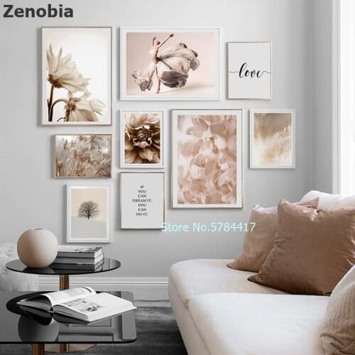 Bohemian Style Flower Petal Prints Girl Dancing Gallery Wall Art Poster Canvas Painting Pictures Interior Living Room Home Decor