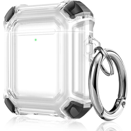 For Apple AirPods 2 1 Case with Hook Transparent Crystal Earpods Case Hard Protective Cover for Air Pods AirPod 2 Earphone Coque