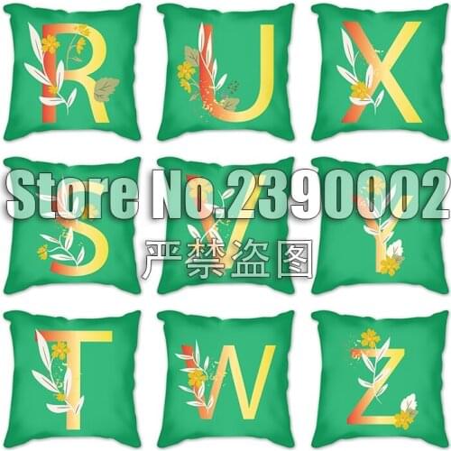 European Green Pillow Cover Cushion Cover Leaves flowers letters Decorative Pillowcase for Sofa Living Room Home Decoration