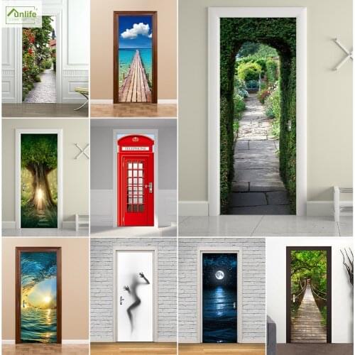 Funlife® Creative 3D Vision Door Mural Stickers Bedroom Home Wallpaper Self-adhesive Vinyl Bathroom Decoration Art Wall Decals