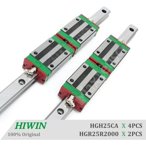 HIWIN HGR25 Heavy Load 2000mm Linear Guide Rail and Blocks HGH25CA Carriage for High Quality CNC Rail Components Machine Center