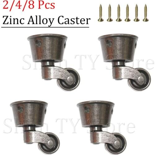 1/2/4/8Pcs Universal Wheel Metal Caster Wheels Heavy Duty Furniture Legs Support Caster Zinc Alloy Silent Furniture Caster Wheel