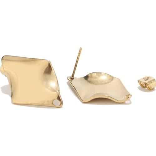 10pcs Earring Settings Gold Post Ear Stud Loop Components DIY for Earring Making Accessories Jewelry