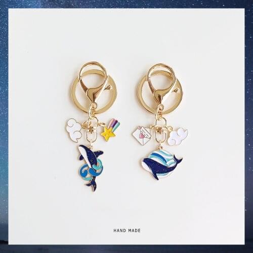 Trendy Whale Keychain Cute Dolphin Airpods Pendant For Clothes Backpack Keyring Kawaii Key Chains Charms Student Couple Gift