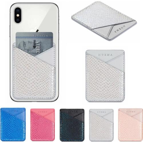 Fashion Women Men Leather Card Holder Sticker For iPhone 11 Pro X XS Max XR 8 7 Plus Huawei P40 P30 Lite Xiaomi Mi A1 A2 Lite A3