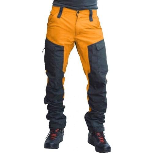 Plus size pants Men Fashion Color Block Multi Pockets Sports Long Cargo Pants Work Trousers