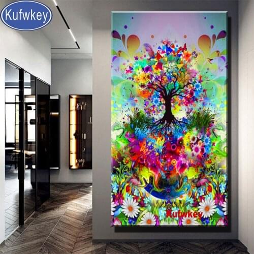 Abstract Colorful Tree 5d diy diamond painting Cross Stitch full square round drill rhinestone embroidery Mosaic Diamond art