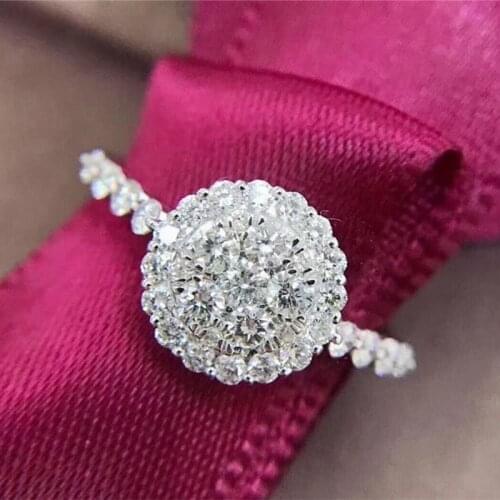 White Zircon Round Stone Wedding Ring Luxury Crystal Engagement Ring Vintage Silver Color Thin Rings For Women Fashion Jewelry