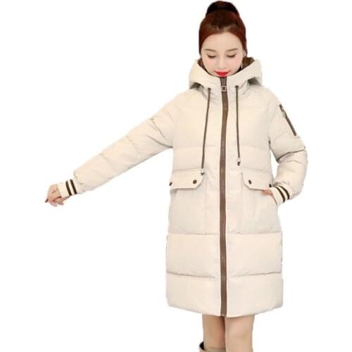Winter parkas Women Down Cotton Jacket Mid-length Student Coat Plus SizeThicken Loose Cotton Coat Female Hooded Outerwear T376