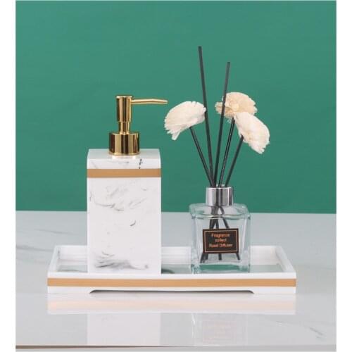 Nordic Imitation Marble Resin Bathroom Tray Shower Gel Bathroom Accessories Set Soap Dispenser Hand Sanitizer Press Bottle