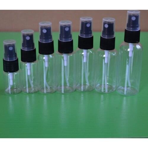 10ml 20 30ml 50ml 100ml 120ml Clear High Quality Refillable Plastic Perfume Transparent Small Empty Spray Bottle with Black Lid