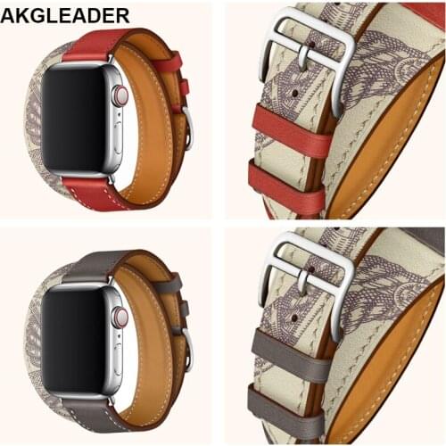 40/44mm For Apple Watch Series 5 4 3 Watch Strap Extra-long Band of The iconic Double Tour Wrist Bracelet Genuine Leather Bands