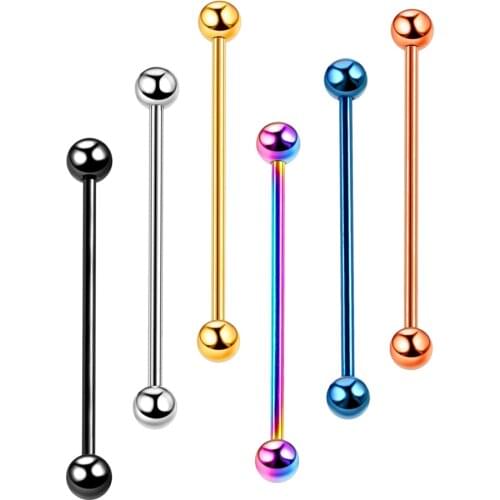 1Pc Surgical Steel Industrial Barbell for Women Men Cartilage Earring Helix Body Piercing Jewelry Industrial Piercing 34mm
