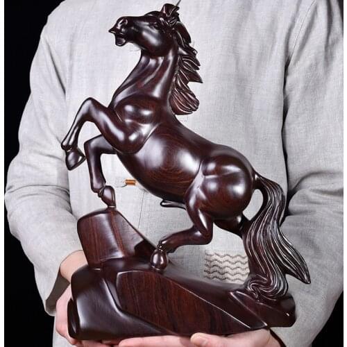 Solid wood horse to success statue Modern art whole wood sculpture Home living room office decoration statue