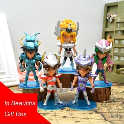 In Gift Box 10cm 5pcs/set Q version Saint Seiya jabu shun hyoga Shiryu PVC Action Figure toys