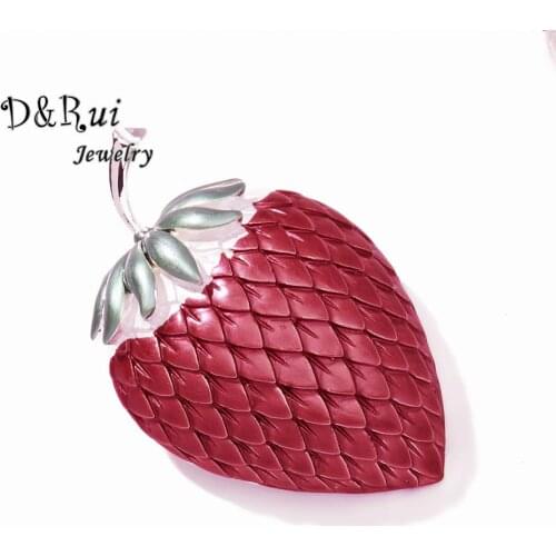 Vivid Strawberry Brooch 2020 New Womens Kid High Quality Alloy Red Enamel Pin Fruit Jewelry Party Office Casual Brooches Pins