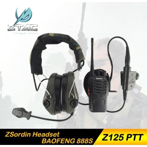 Z-TAC Sordin Headphones Hunting Softair Headset Airsofit Z111 PTT kenwood Midland Peltor Radio Set Ipsc Earphone For Shooting